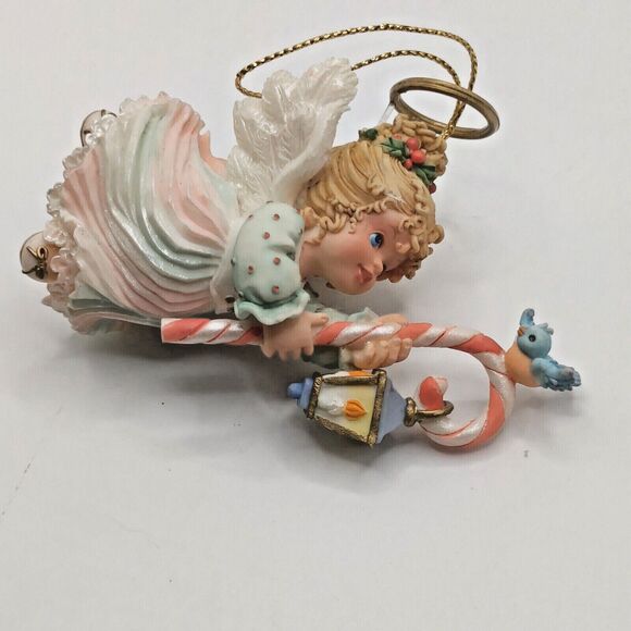 HollyDay Angel Heirloom Ornaments Ashton-Drake Holding Candy Cane Bird Christmas - Picture 3 of 6